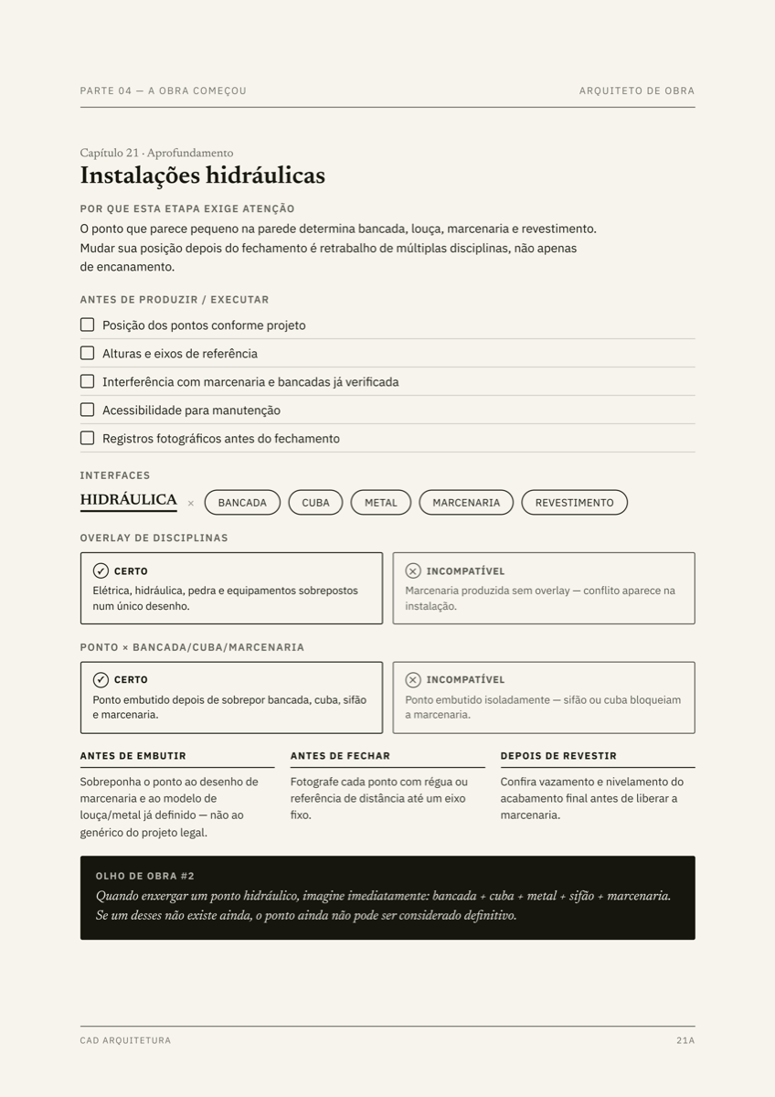 Exemplo de conteúdo técnico sobre instalações hidráulicas